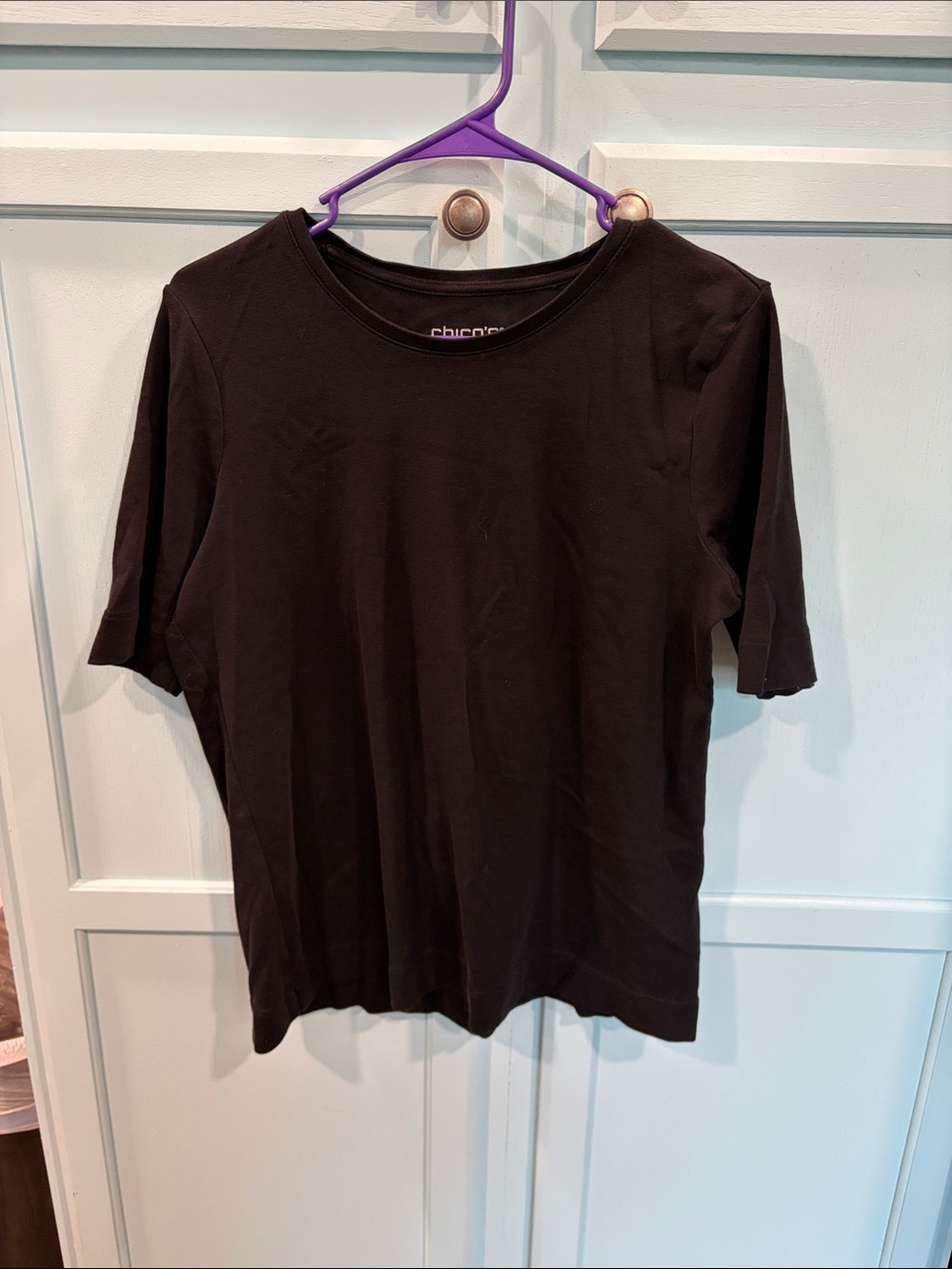 Chico's Black Short-Sleeve Crewneck Tee